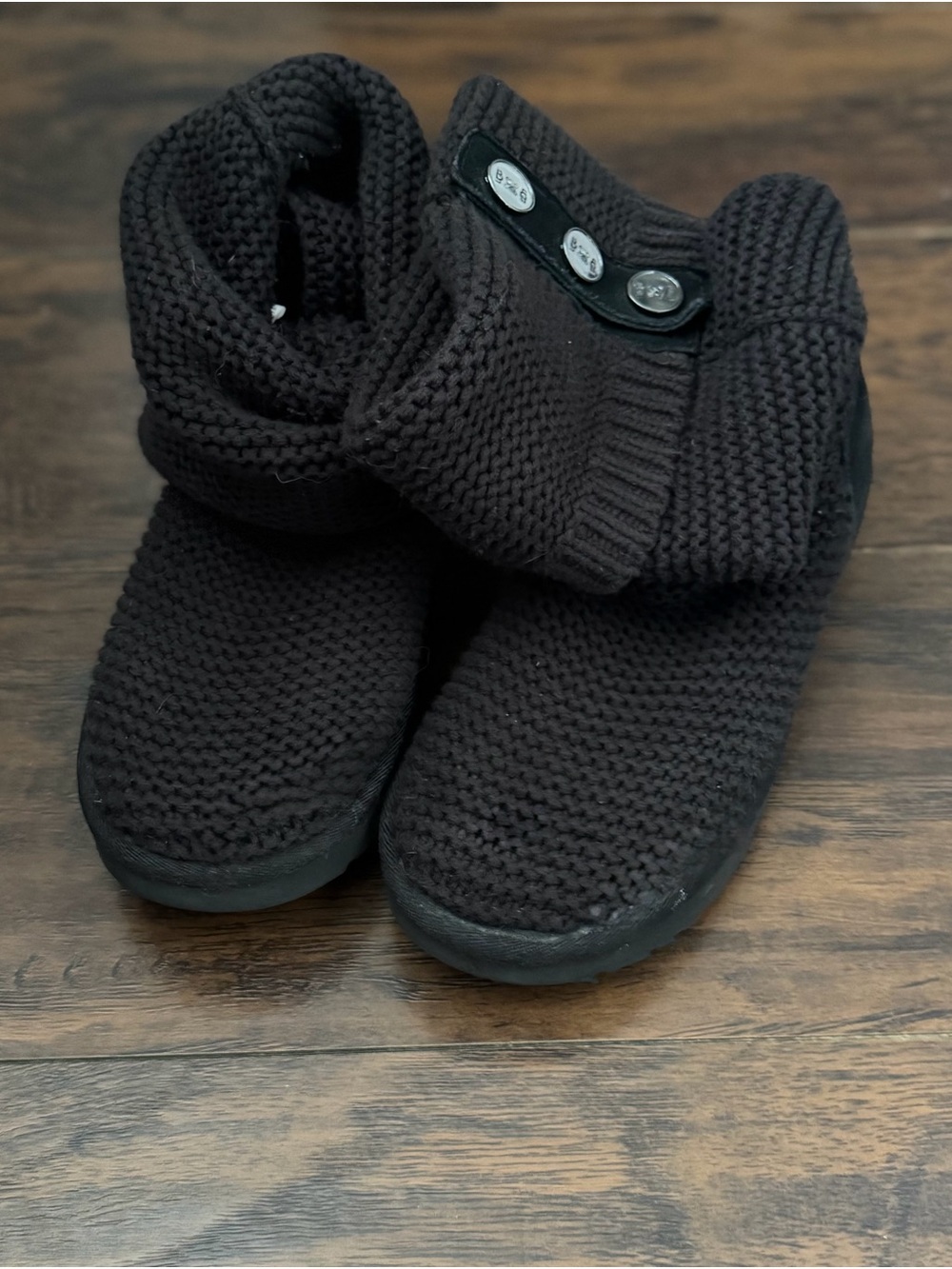 Cozy Knit Kids Booties - Black